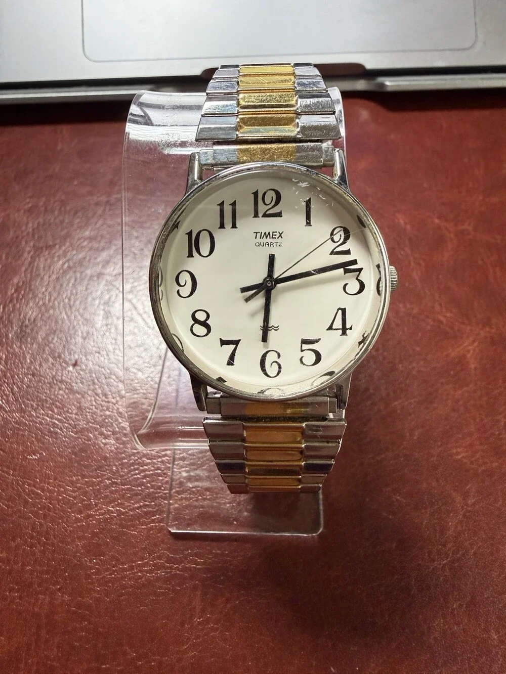 Timex Quartz Two Tone Expansion Band Watch Large Dial Parts Repair CR2016